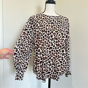NWOT Puff Sleeve Cheetah Print Mob Wife, Animal Print Boxy Swing Blouse Boutique